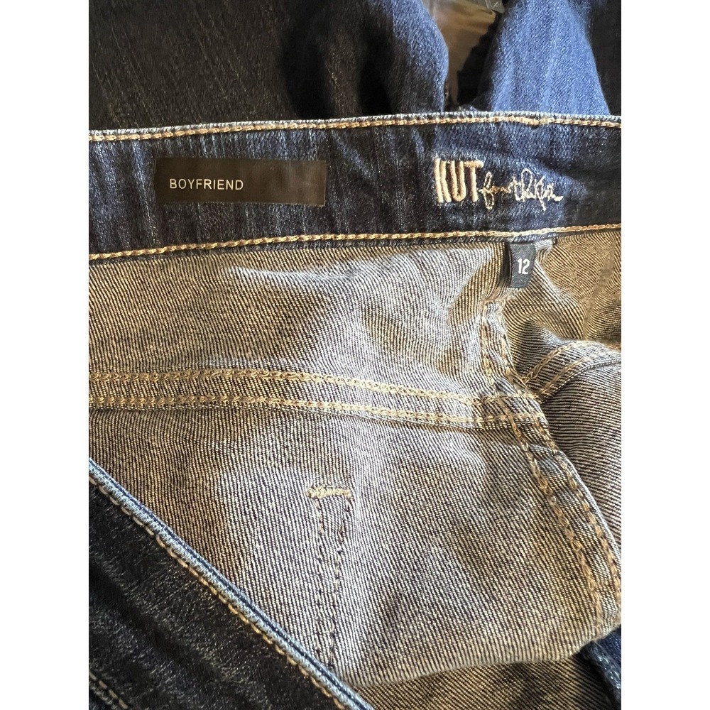 Kut From The Kloth New Cropped Womens Jeans Sz 12 Cuffed Blue Stretch Low Rise - Picture 7 of 10